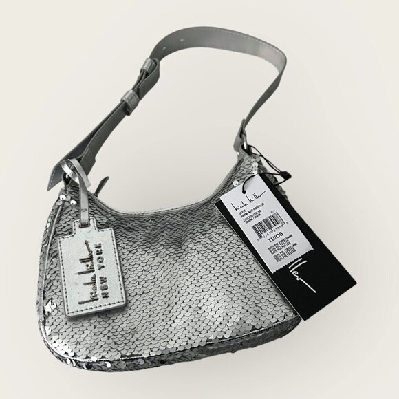 Nicole Miller Handbags - Nicole Miller Silver Sequin Hobo Mini Y2K Shoulder Bag New with Tags